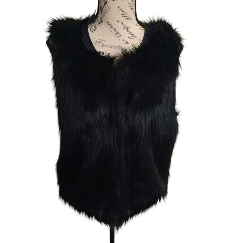 Massimo faux fur Boho Retro Hippie vest Medium Black
